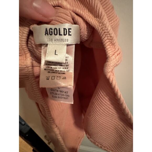AGOLDE Bodysuit Elna Corset Seam Ribbed Grapefruit NEW Womens Large $178.00 - Picture 6 of 8